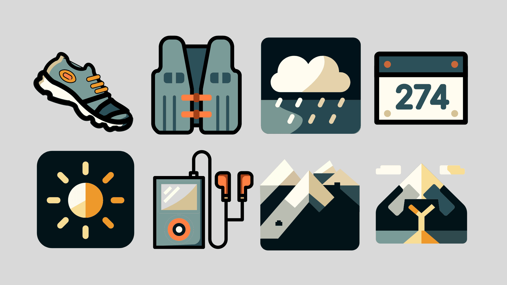 Verschiedene Trail running icons